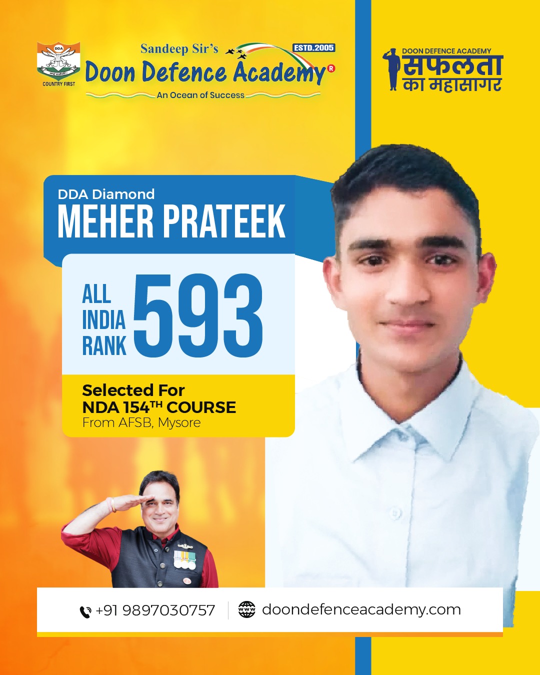 selection of doon defence academy